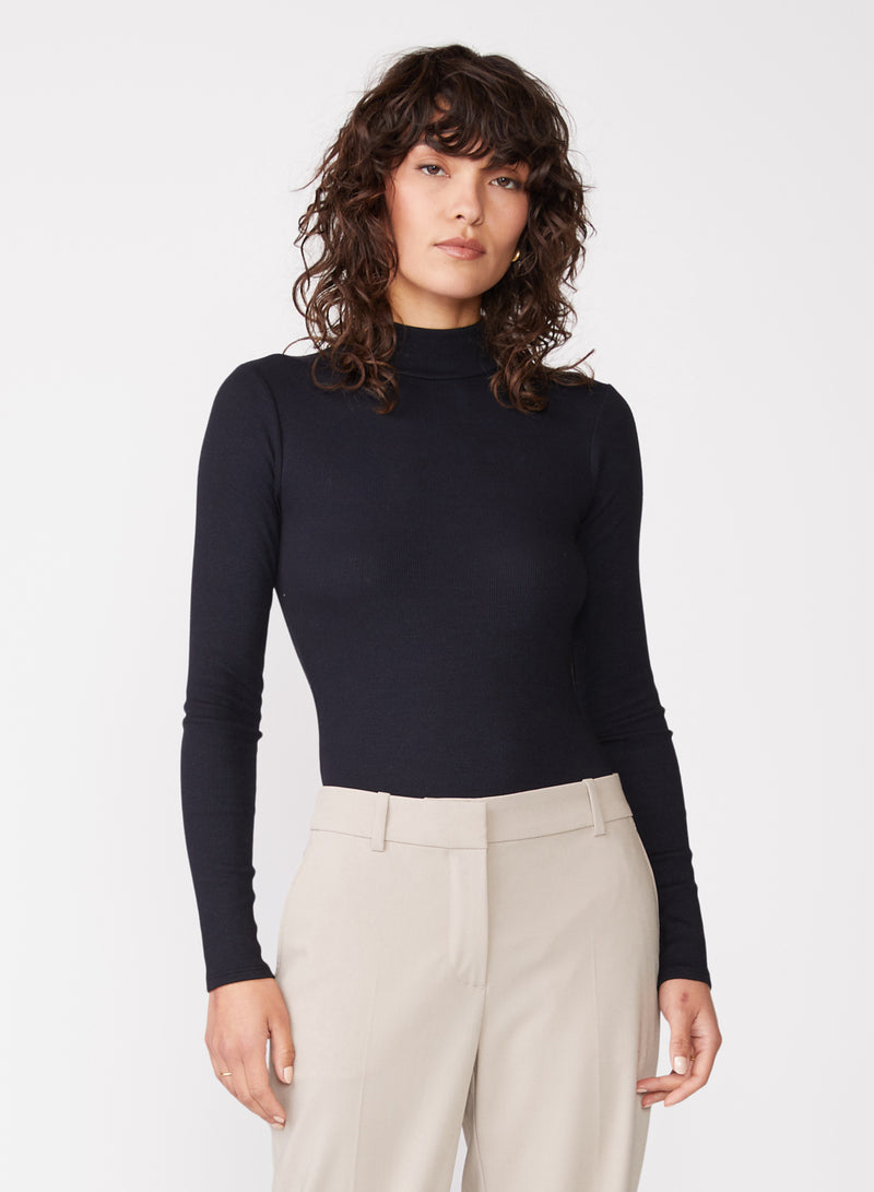 black 2x1 rib bodysuit