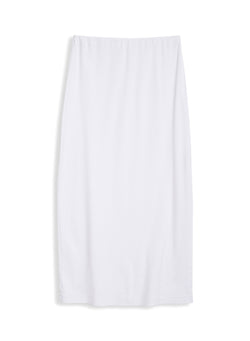 2x1 Rib Side Slit Midi Skirt in White - front