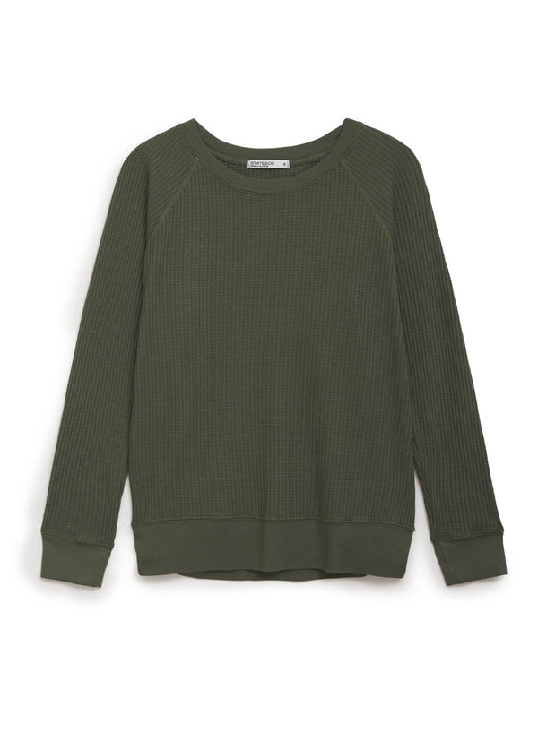 green thermal raglan sweatshirt
