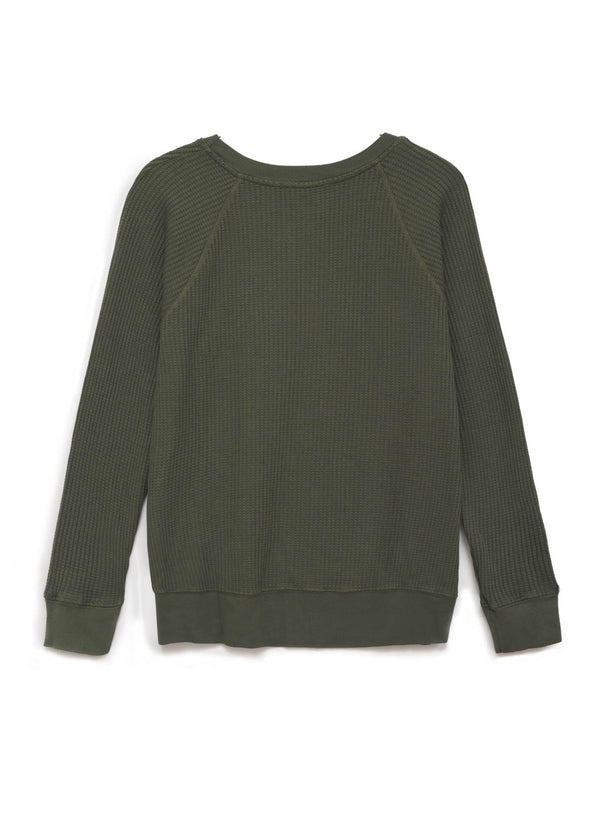 green thermal raglan sweatshirt