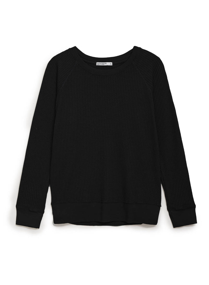 black  thermal raglan sweatshirt