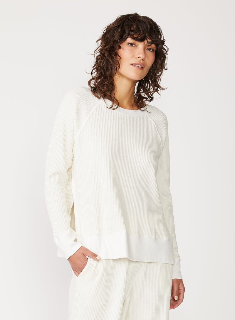 cream thermal raglan sweatshirt