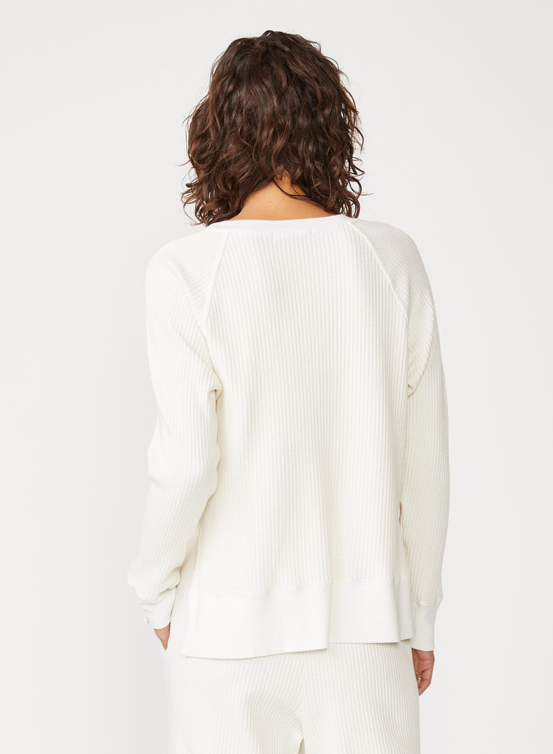 cream thermal raglan slit sweatshirt