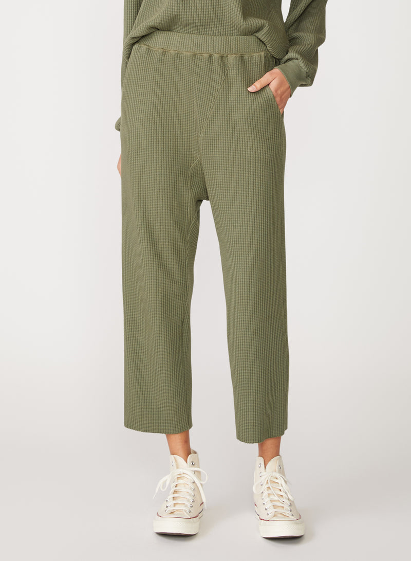 green thermal cropped pant