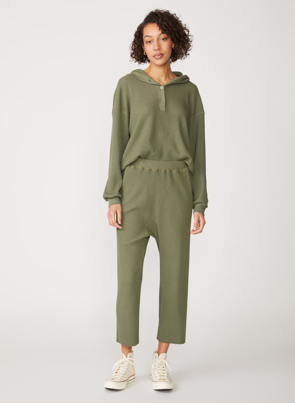 green thermal cropped pant