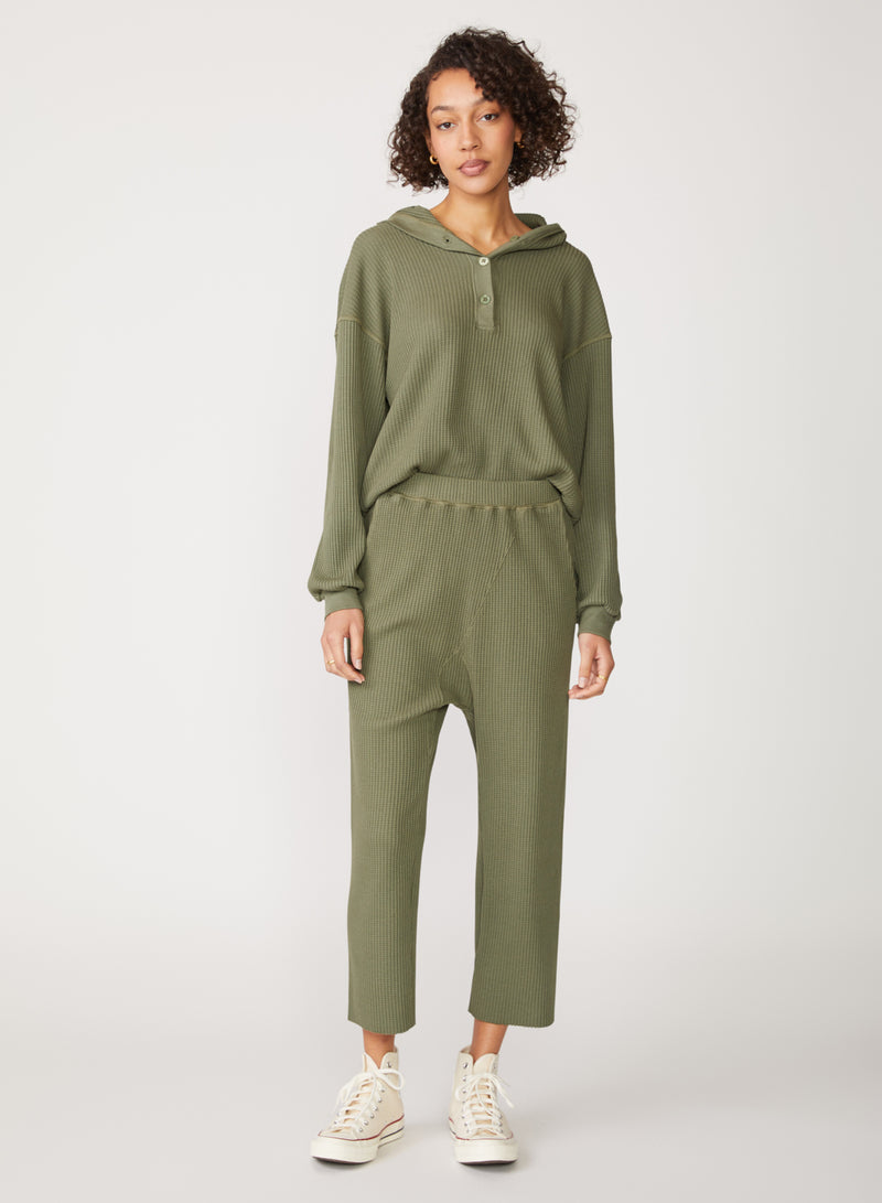 green thermal cropped pant