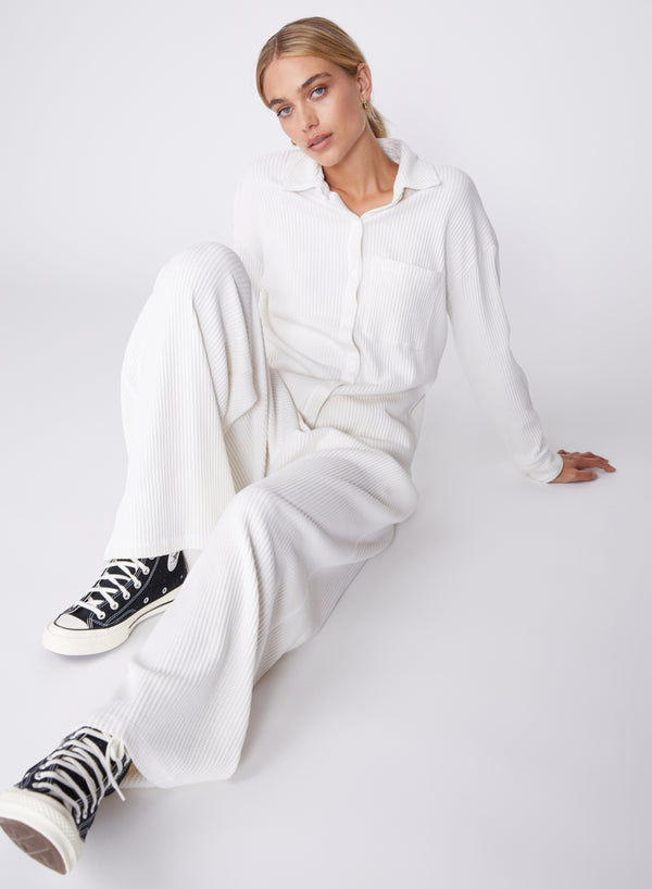 cream luxe thermal drawstring pant