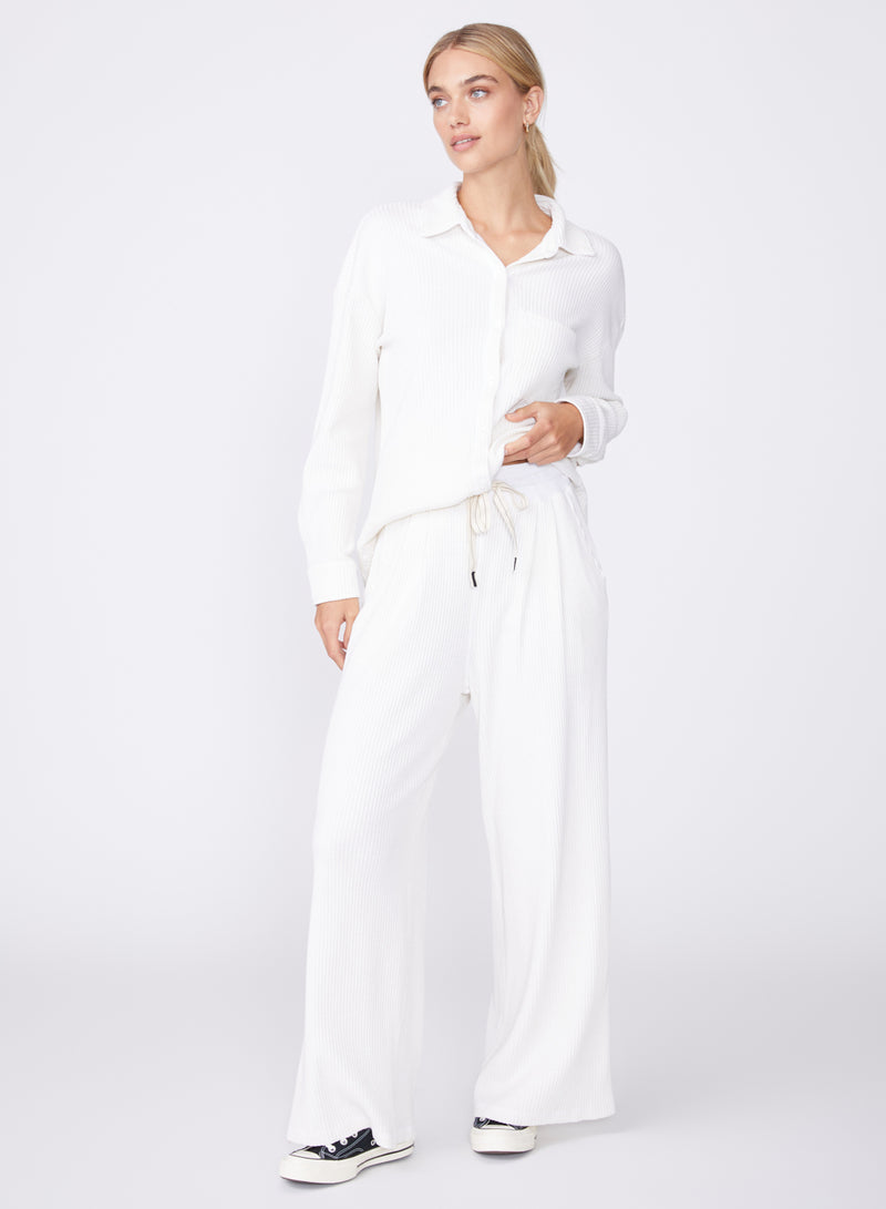 cream luxe thermal drawstring pant