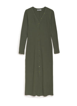 green thermal long cardigan dress