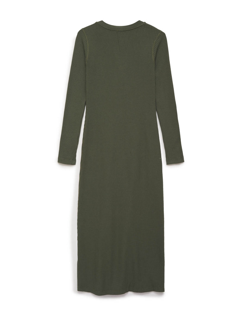 green thermal long cardigan dress