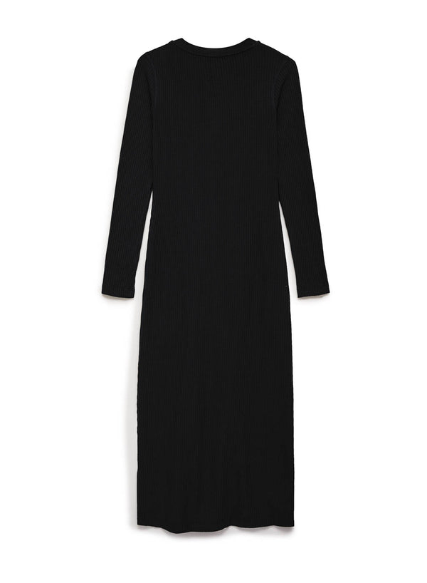 black thermal long cardigan dress