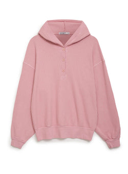 pink thermal henley hoodie