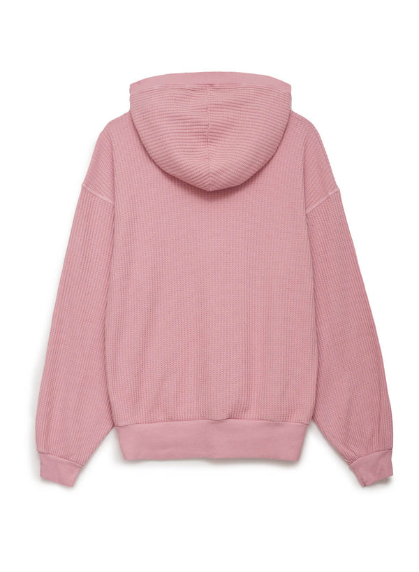 pink thermal henley hoodie