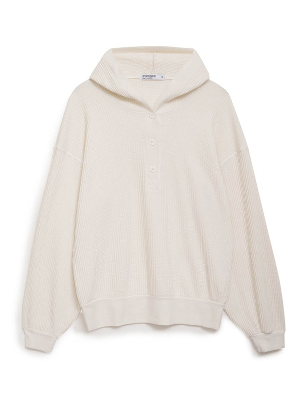 cream thermal henley hoodie