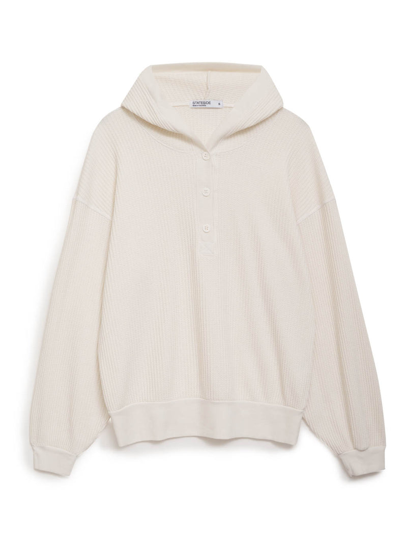 cream thermal henley hoodie