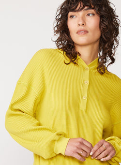 yellow thermal hoodie henley