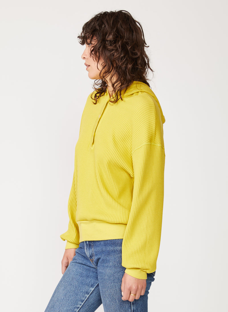 yellow thermal hoodie henley