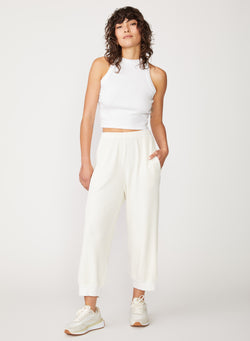 cream thermal cropped pant