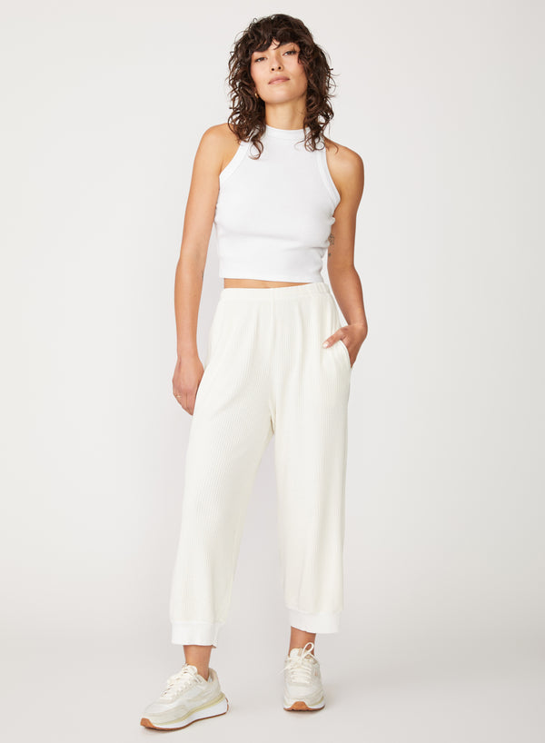 cream thermal cropped pant