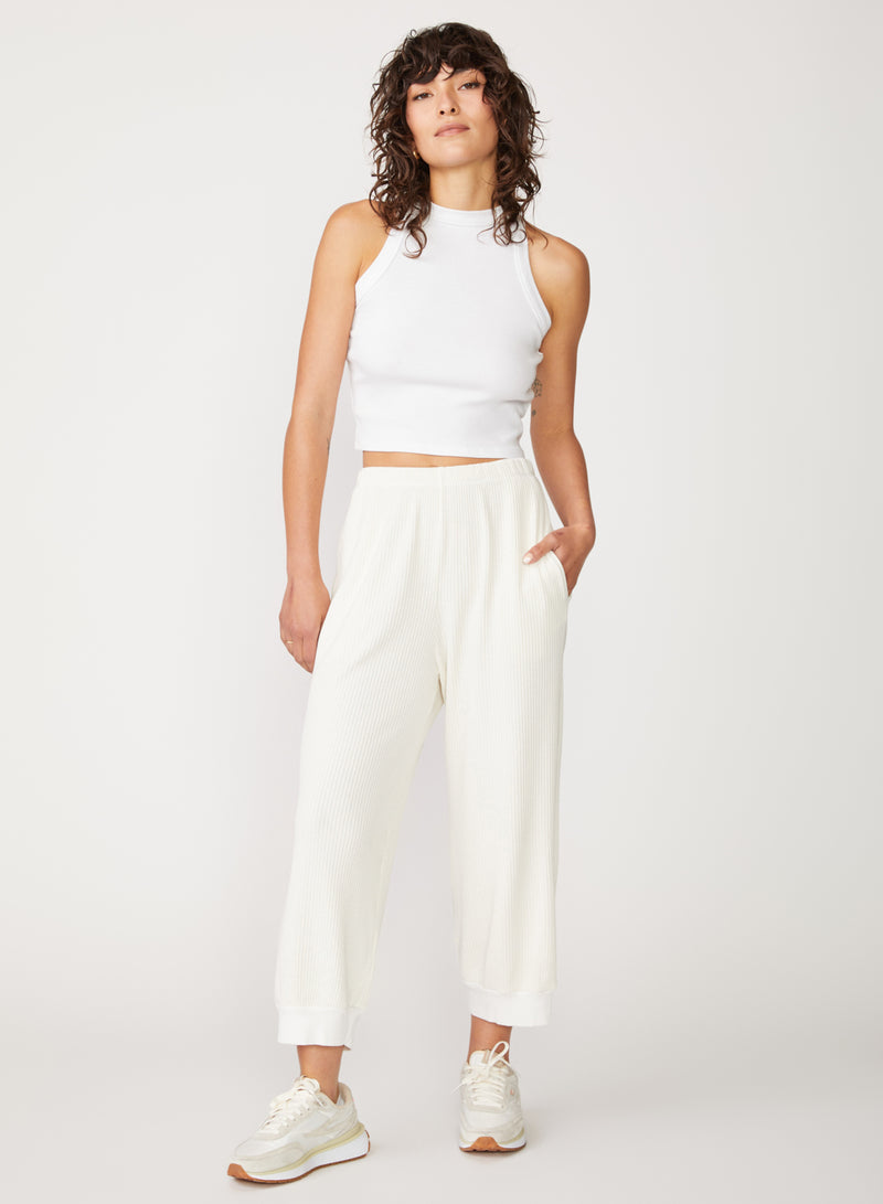 cream thermal cropped pant