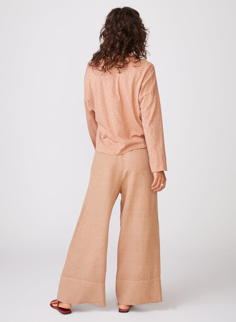 Stateside Linen Wide Leg Pant in Cafe - back