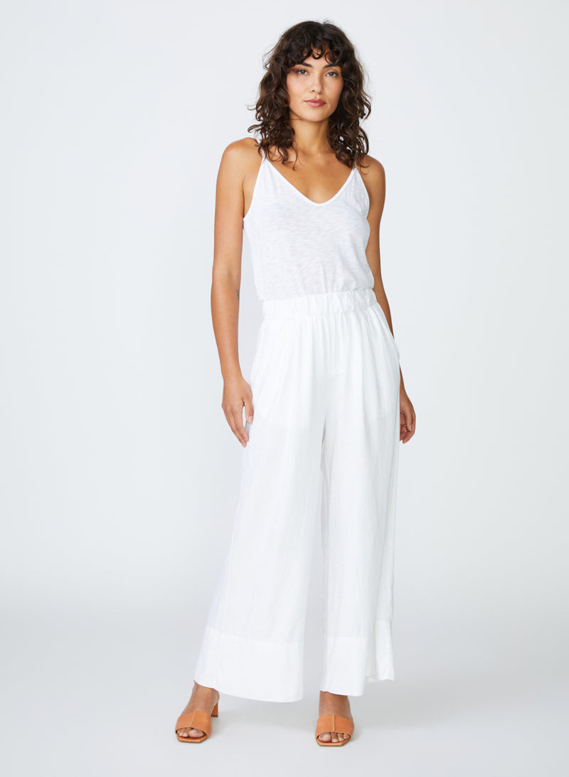 Linen Wide Leg Pant in White