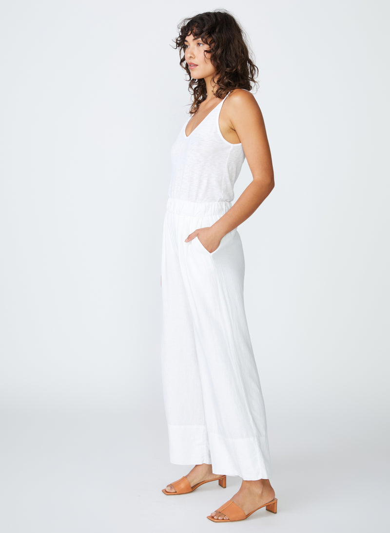 Linen Wide Leg Pant in White