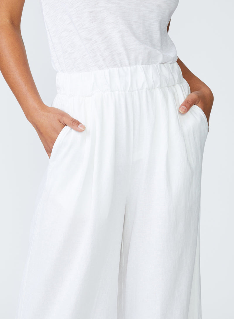 Linen Wide Leg Pant in White