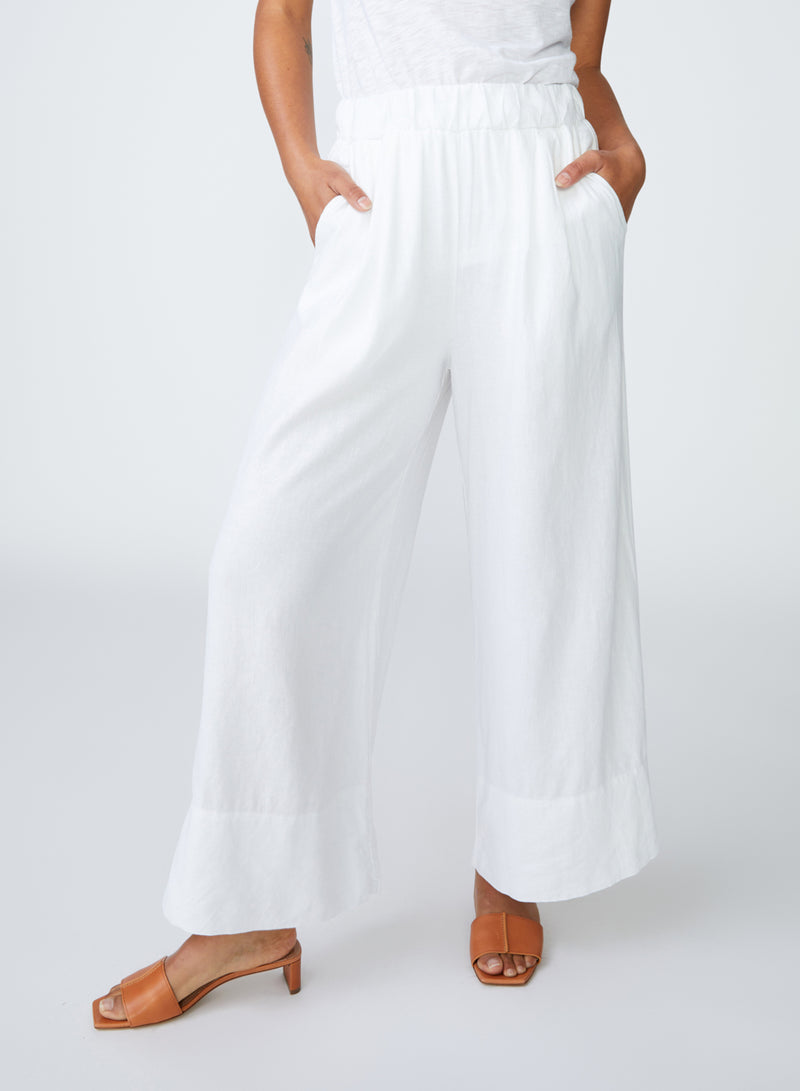 Linen Wide Leg Pant in White