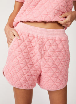 pink quilted knit short