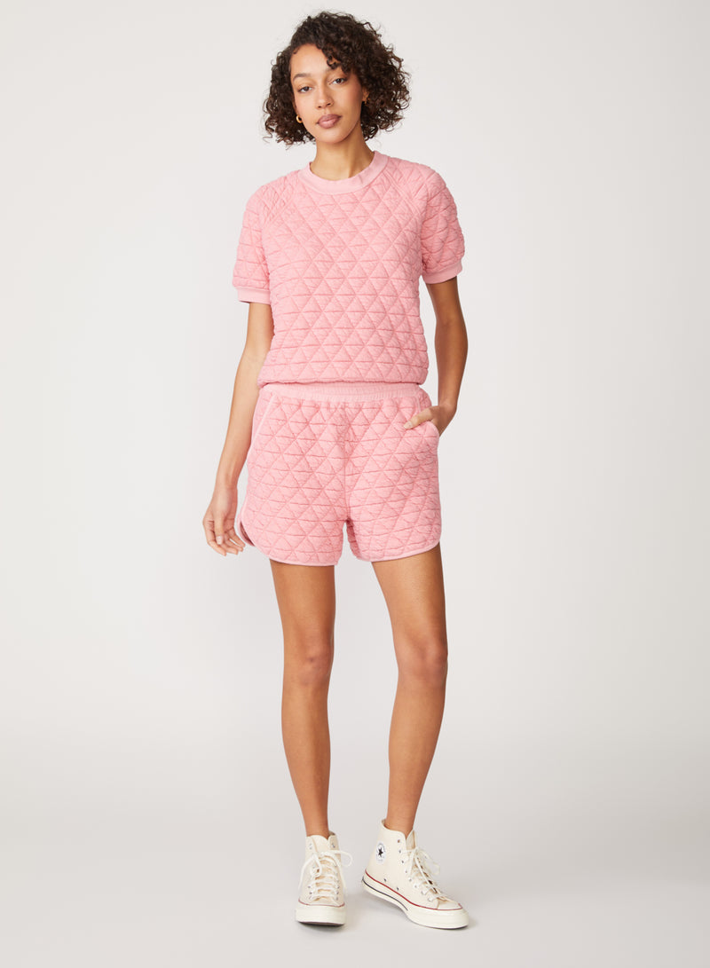 pink quilted knit short