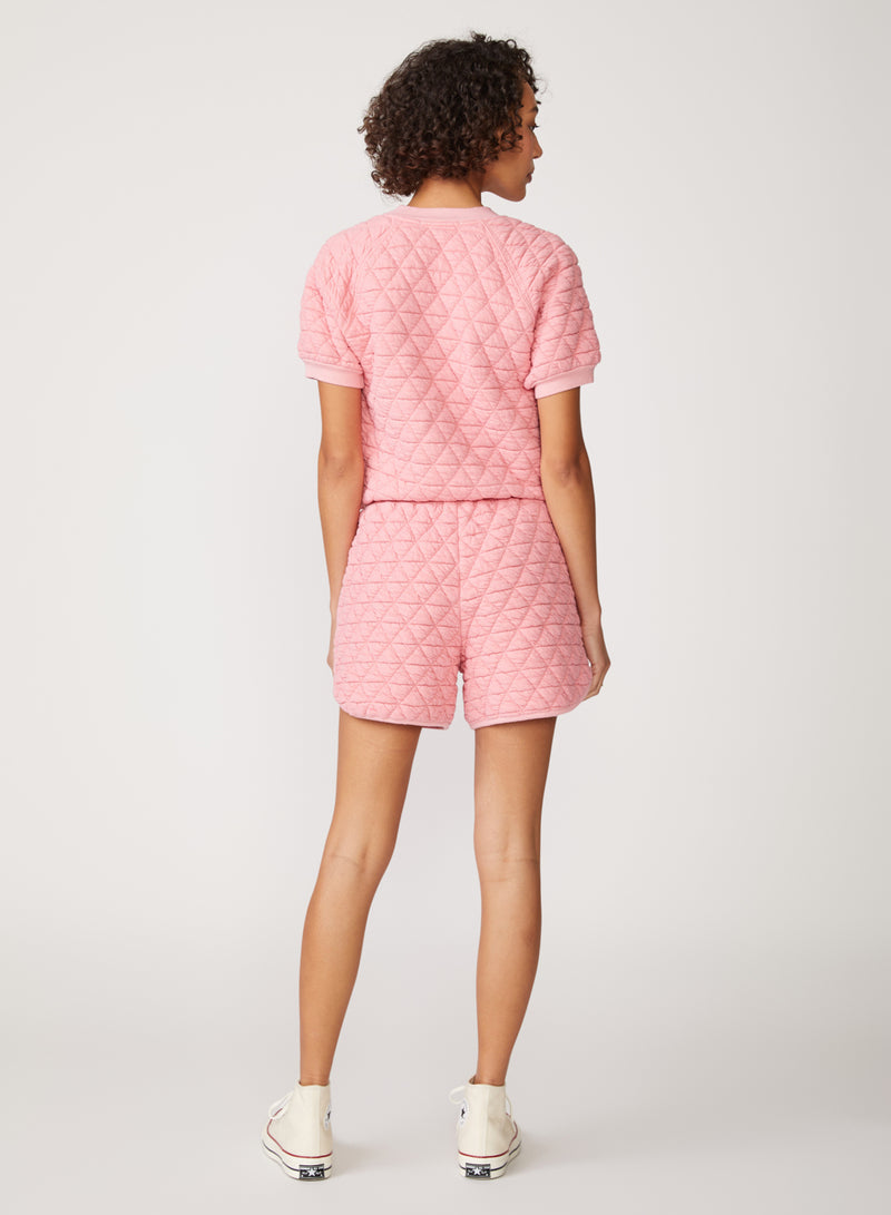 pink quilted knit short