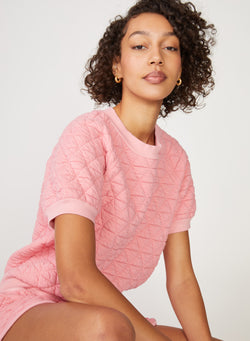 pink quilted knit top