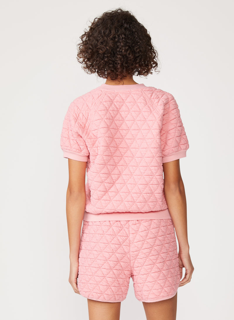 pink quilted knit top