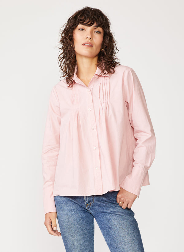 pink poplin pintuck shirt