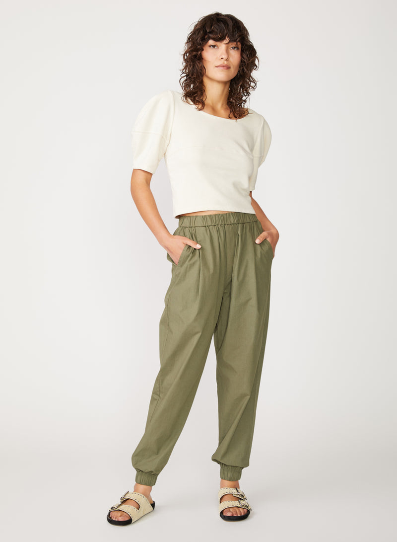 green poplin jogger
