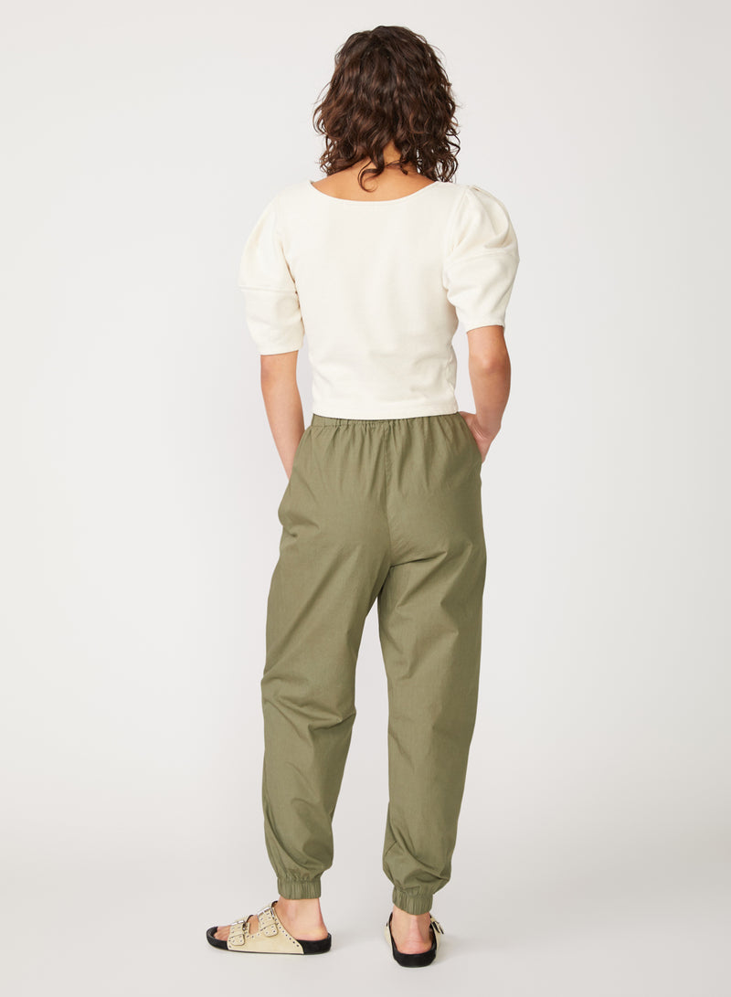 green poplin jogger