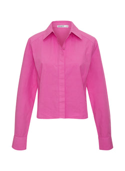 pink poplin cropped shirt