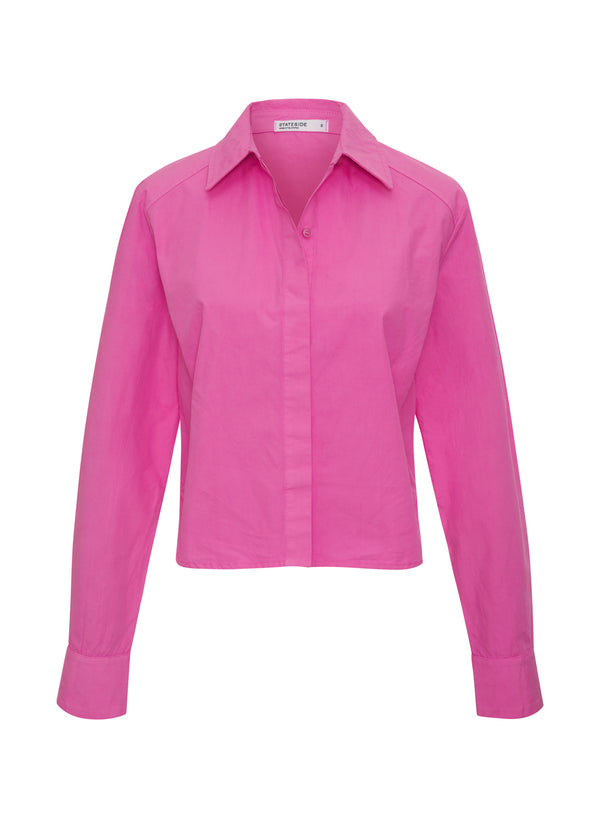 pink poplin cropped shirt