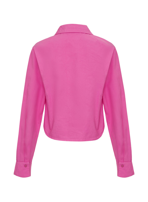 pink poplin cropped shirt