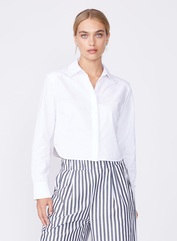 white poplin cropped shirt
