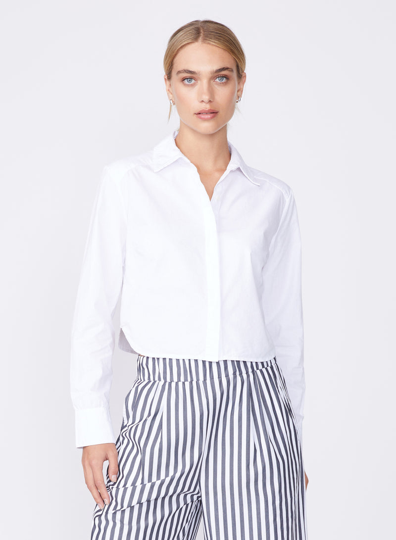 white poplin cropped shirt