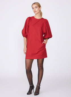 red poplin mini dress