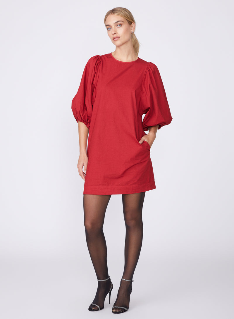 red poplin mini dress