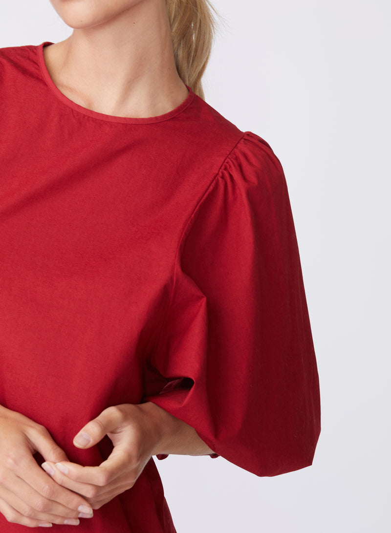 red poplin mini dress