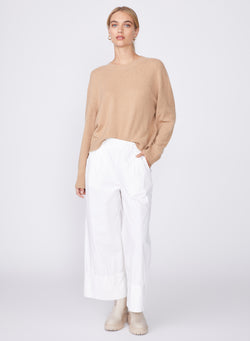 cream poplin wide leg pant