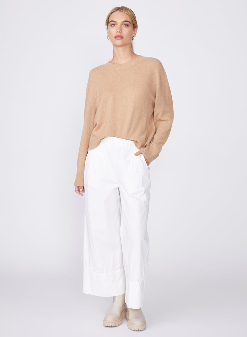 cream poplin wide leg pant