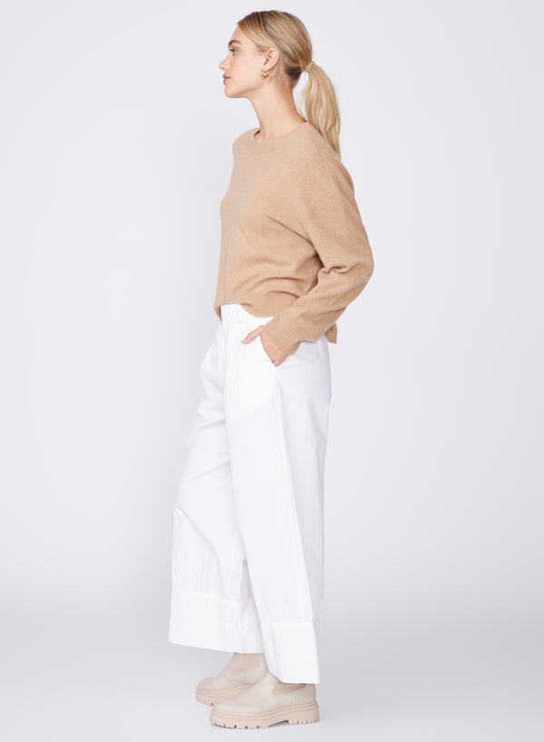 cream poplin wide leg pant