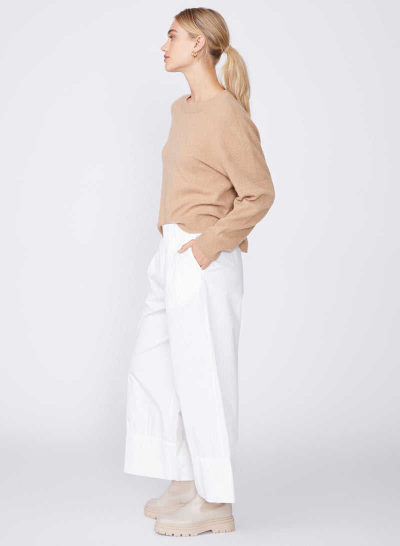 cream poplin wide leg pant