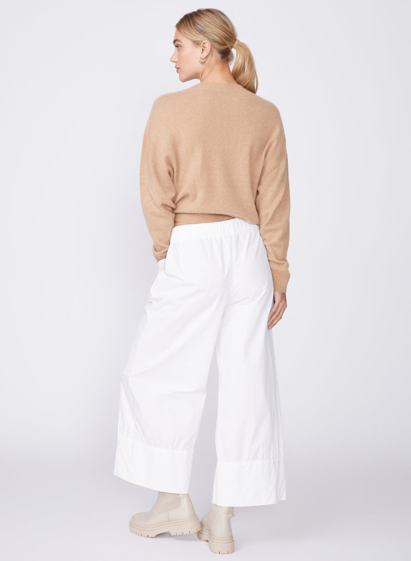 cream poplin wide leg pant